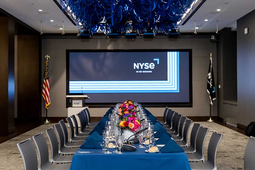 NYSE Siebert Hall table setting